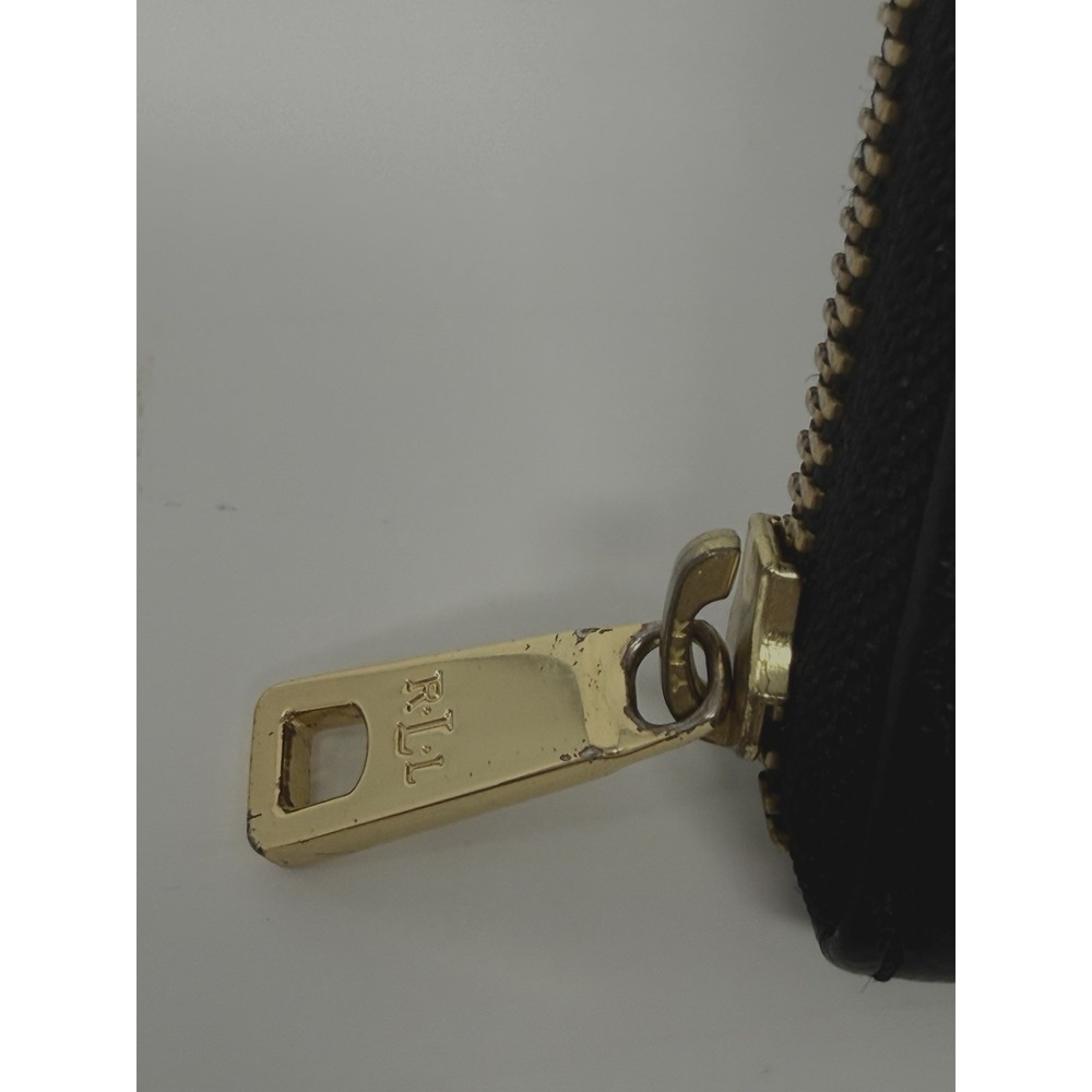Ralph Lauren Black Leather Zip Around Folding Continental Wallet Clutch - Picture 3 of 10